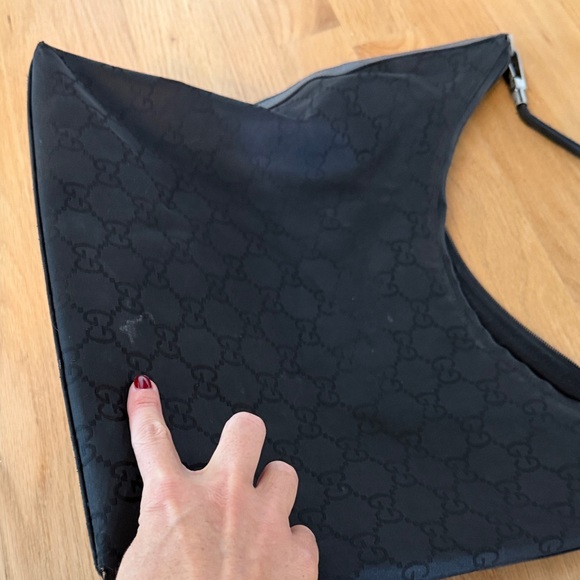Gucci Authentic Black Nylon/Leather GG Pattern Hobo Bag, with dust bag - Picture 10 of 16